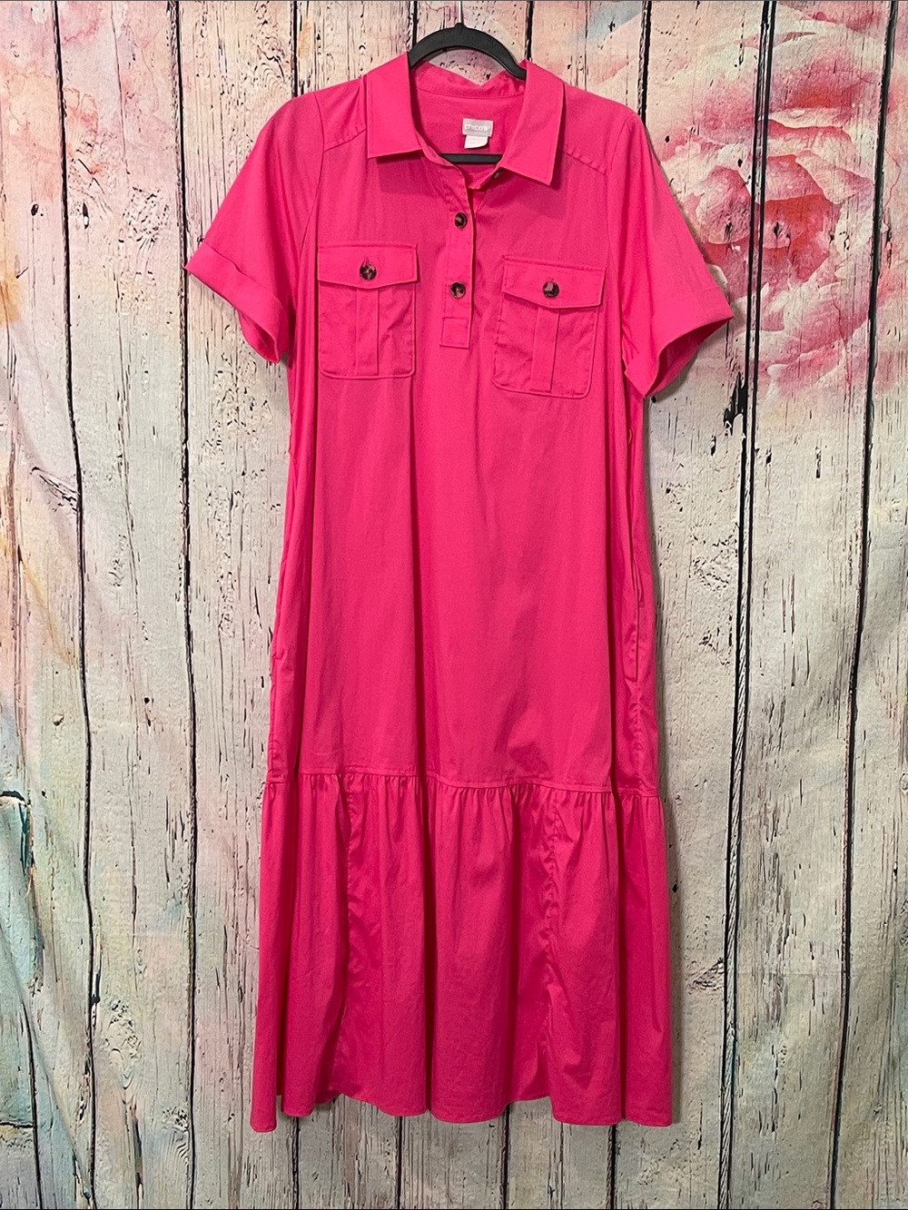 Chicos Hot Barbie Pink Dress with Pockets - Chicos 2/US 12 Large